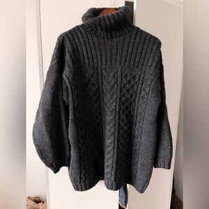 NWOT Men’s Inis Crafts Aran Wool Cable-knit Wool Turtleneck Fisherman Sweater